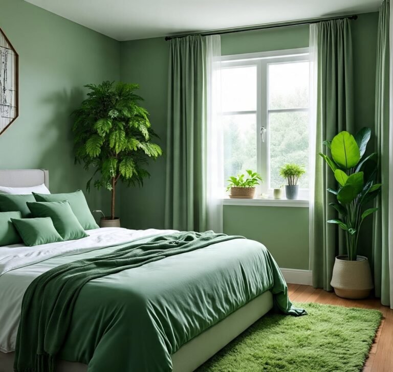 6 Shades of Serenity: Green Bedrooms That Whisper Peace Into Your Home.